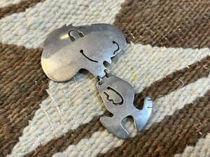  valuable Mexico silver Snoopy? pin bachi brooch pendant head that 1