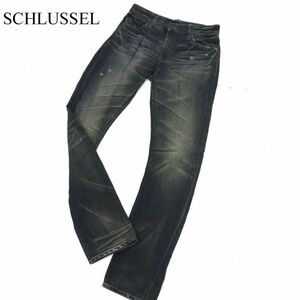 SCHLUSSEL シュリセル 通年 USED加工★ ストレッチ スキニー デニム パンツ ジーンズ Sz.1　メンズ　C3B02847_7#R