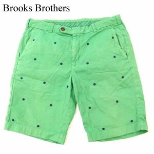 Brooks Brothers ブルックスブラザーズ 春夏 刺繍★ 総柄 ハーフ ショート チノ パンツ Sz.34　緑 メンズ　C3B03071_8#P