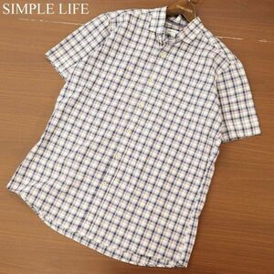 SIMPLE LIFE シンプルライフ レナウン 通年 半袖 チェック★ シャツ Sz.LL　メンズ 大きいサイズ　C3T06988_8#C