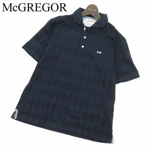 McGREGOR マクレガー 春夏 半袖 アーガイル柄 総柄 ロゴ刺繍★ ポロシャツ Sz.M　メンズ ネイビー　C3T07013_8#A