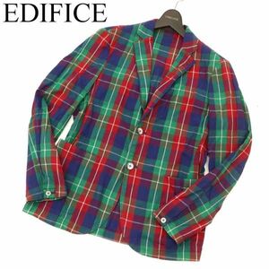 EDIFICE エディフィス 春夏 カラフル★ 2B チェック アンコン テーラード ジャケット Sz.46　メンズ　C3T07030_8#M