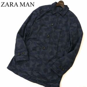 ZARA MAN ザラ マン 通年 【迷彩 総柄】 ステンカラー コート Sz.S　メンズ ネイビー　C3T06959_8#O