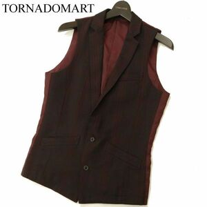 TORNADOMART トルネードマート 通年 チェック切替★ スリム ベスト ジレ Sz.M　メンズ 日本製　C3T07186_8#O