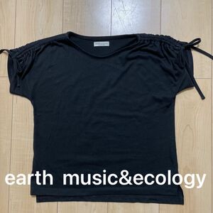 earth music & ecology 袖のリボンが可愛いトップス　　フリーサイズ