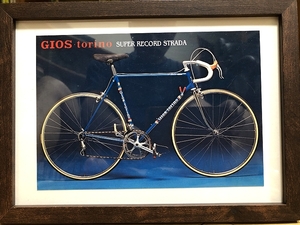 送料込み）自転車のポートレート　ジオストリノ（GIOS TORINO）スーパーレコードストラーダ　カンパ赤レバーキャップ　イタリア