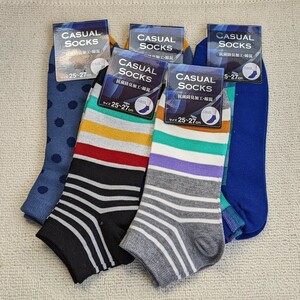 ☆送料無料☆【新品】《メンズ》CASUAL SOCKS◆靴下 アンクル丈ソックス 25cm〜27cm 5足セット