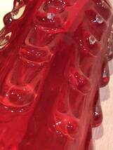 Ａ6251●美しい色 レトロ ガラス花瓶 赤 芸術的 ギザギザ メルティング 約φ10.5×ｈ22.3㎝ 口内側φ6㎝ スレキズ汚れ小欠けなどあり_画像7
