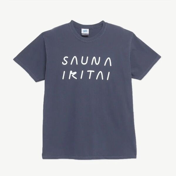 サウナイキタイ 英字ロゴ Tシャツ ネイビー S 半袖