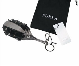 バッグに付ければ、絶好のアクセント！【 FURLA / フルラ (伊 】お茶目なアニマルモチーフ 小銭入れ付きレザーチャーム 灰黒 /キーホルダー