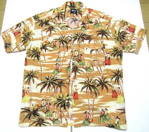 STUSSY гавайская рубашка короткий рукав открытый цвет рубашка M размер USA производства общий рисунок Stussy Vintage 