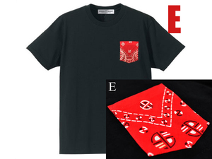 50's VINTAGE BANDANA POCKET Tシャツ E/ビンテージバンダナポケtポケットtee黒赤古着ネイティブ柄ビーコン柄インディアンチマヨナバホホピ