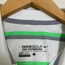 258 美品 NIKE GOLF ナイキ ゴルフ ボーダー 半袖 ポロシャツ TOUR PERFORMANCE サイズL メンズ DRI-FIT ストレッチ 30827M_画像3