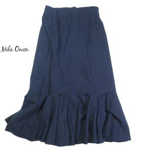 Mila Owen ミラオーウェン リネン デザイン ロング フリルフレア ラッフルAライン巻きスカート 0の画像2