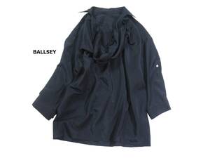 BALLSEY トゥモローランド ボールジー コットンシルク 微光沢 ドレープネック デザインプルオーバーシャツブラウス 38