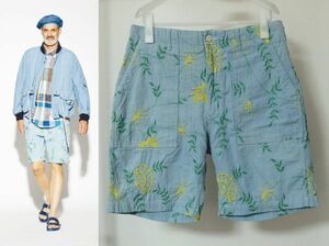 19SS Engineered Garments エンジニアードガーメンツ Fatigue Short Denim Floral Embroidery ファティーグ ショーツS デニム 刺繍