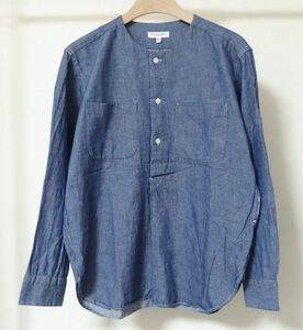 Engineered Garments エンジニアードガーメンツ Irving Shirt Dungaree Cloth ノーカラー プルオーバー シャツ XS