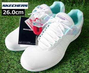 【新品タグ付】SKECHERS GOLF 撥水加工 スパイクレスゴルフシューズ 26.0cm ホワイト×マルチ 5GEN GOGAMAX スケッチャーズ 定価9,900円