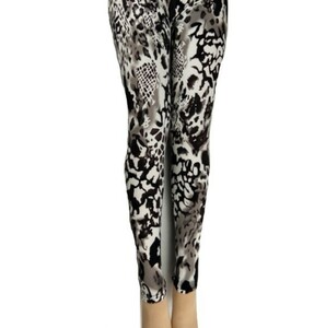  lady's grey leopard print leggings pants leopard print print jeggings gray 