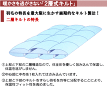 特価 羽毛布団 シングル 日本製 ハンガリー産ホワイトマザーグースダウン 二層キルト プレミアムゴールド ダウンパワー 440dp 以上_画像4