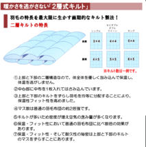 羽毛布団 シングル フランス産ホワイトマザーダックダウン 93% ロイヤルゴールラベル 二層キルト ツインキルト 軽量生地 日本製_画像5