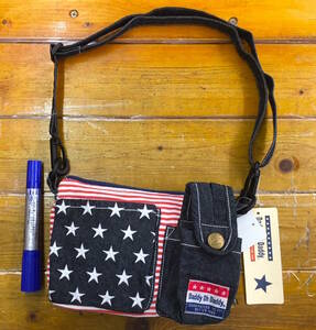 * prompt decision * new goods tag attaching daddyohdaddyda Dio dati* for children mama for * star article flag pattern Denim Mini shoulder bag pochette *Y2860