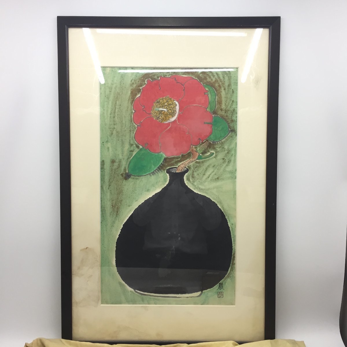 4551-160 [Iwao Iwai] Watercolor, ink painting, still life, camellia flower, large-scale Japanese painting, framed, artwork, wall decoration, Painting, watercolor, Still life