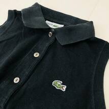 k0061 CHEMISE LACOSTE ラコステ ポロシャツ ノースリーブ 綿100％ ロゴワッペン サイズ40 黒 レディース スポーティーチェックスタイル_画像7