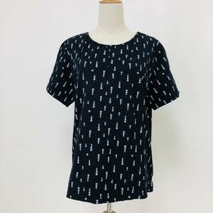 k0090 極美品 U.P renoma U.P renoma Tシャツ 半袖 綿100％ 丸首 3L 大きいサイズ 黒 ドット 水玉 レディース シンプルデイリーカジュアル