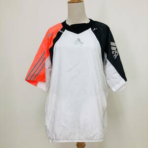 k0140 極美品 adidas アディダス スポーツウェア シャカシャカ ロゴプリント サイズ0 白 黒 ピンク メンズ スポーティーチックスタイル