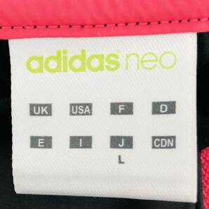 k0413 adidas neo アディダス パーカー シャカシャカ フルジップ ポケット 薄手 ロゴ刺しゅう L 黒 ピンク スポーティーチックスタイルの画像8
