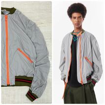 23ss 2023 美品 kolor BEACON NYLON ZIP RIB BLOUSON カラー ビーコン パッカリング デザイン ナイロン リブ ブルゾン size 3 定価82,500円_画像1