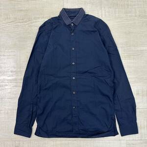 LANVIN ランバン 衿 切り替え ブロード シャツ SHIRT MADE IN ITALY ネイビー 系 サイズ 37 14 1/2