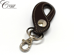 CALF original leather key holder [ Brown ] scorching tea leather key ring cow leather stitch simple stylish cat pohs free shipping 