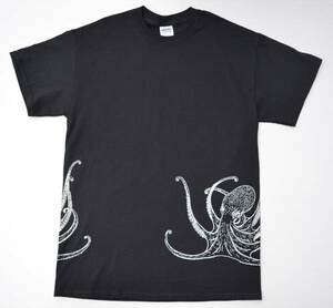 タコTシャツ、釣り、魚、サカナ、メンズLサイズ、黒、送料無料