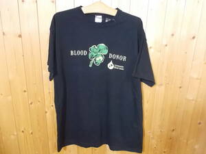 T44◆JERZEES製 BLOOD DONOR Community Blood Center Tシャツ◆サイズXL 黒色 ジャージーズ 古着Tシャツ 90s ネコポス発送 5H