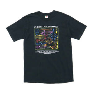 送料無料 90s ビンテージ NATIONAL AIR AND SPACE MUSEUM 国立航空宇宙博物館 Tシャツ 90年代 古着 飛行機 宇宙船 黒 アート 映画 ムービー