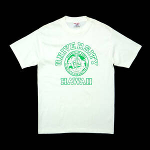 送料無料 デッドストック 80s 90s ビンテージ SOF TEE USA製 UNIVERSITY OF HAWAII カレッジ ロゴ プリント Tシャツ ハワイ大学 白 古着