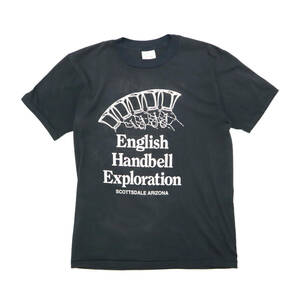 80s ビンテージ HAZELWOOD USA製 Tシャツ ハンドベル ENGLISH HANDBELL EXPLORATION 黒 ブラック 音楽 ミュージック 古着 バンド ロック