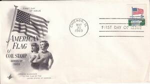 【ＦＤＣ】コイル切手：星条旗とホワイトハウス（５）（１９６９年）（アメリカ）　t3839