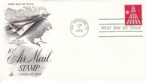 [FDC] air mail stamp (1968 year )( America ) t3819