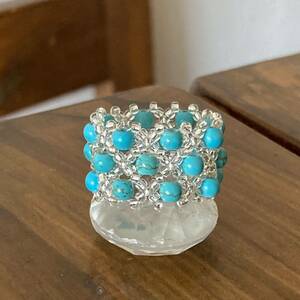 17-19 number beads ring ring scouring turquoise. a-ga il braided 