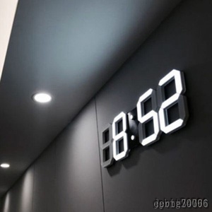 粋☆3d led ウォール クロック デザイン デジタル 置時計 アラーム 常夜灯 ホームリビングルーム 装飾