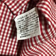 BARACUTA BD 半袖シャツ ギンガムチェック 赤 白 Mサイズ 古着 バラクータ 刺繍 ボタンダウン_画像5