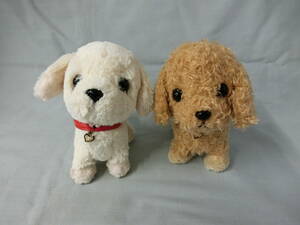 PUPS!　トイプードル　ラブラドールレトリバー　ぬいぐるみ　2体セット　高さ：約14cm　首輪付き　パプス！　サンレモン　犬