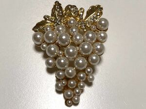  fake pearl zirconia .. brooch beautiful goods [ inspection / pearl ]