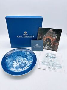 未使用★美品 ROYAL COPENHAGEN ロイヤルコペンハーゲン イヤープレート 1990年 クリスマス 飾り皿 北欧 デンマーク◇ポーセリン