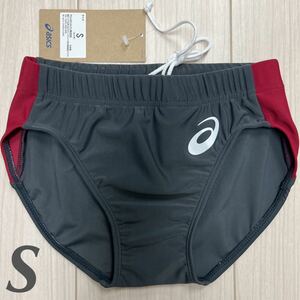 アシックス　女子陸上レーシングショーツ　Sサイズ　ダークグレー×エンジ　新品