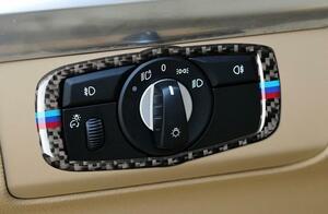 BMW E70 E71 X5 X6(2008-2013)カーボン製 ヘッドライトスイッチカバーステッカー1個　送料無料