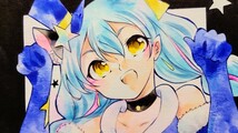 同人手描きスタート☆ゥインクルプリキュアイラスト「キュアコスモ」A4　水彩　コピック　ラフ画付き_画像1